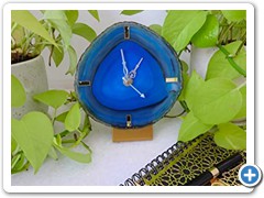 12. Natural Agate Analog Clock (Blue)
